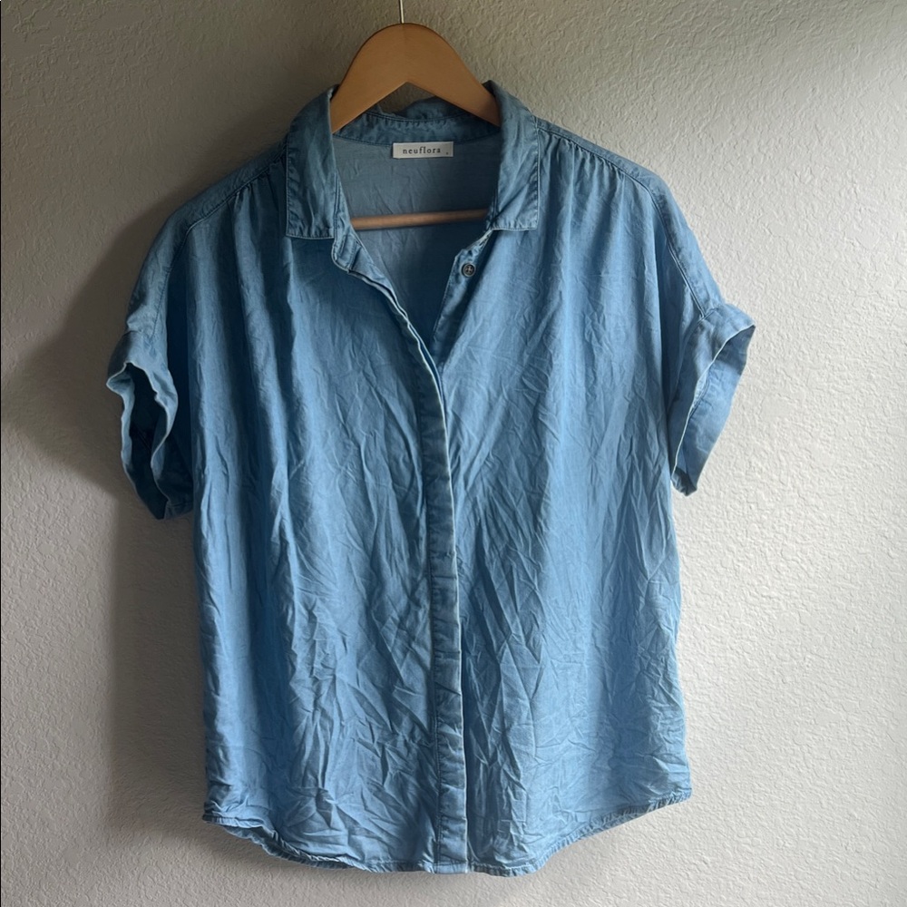 Chambray Blue Button-Up Shirt